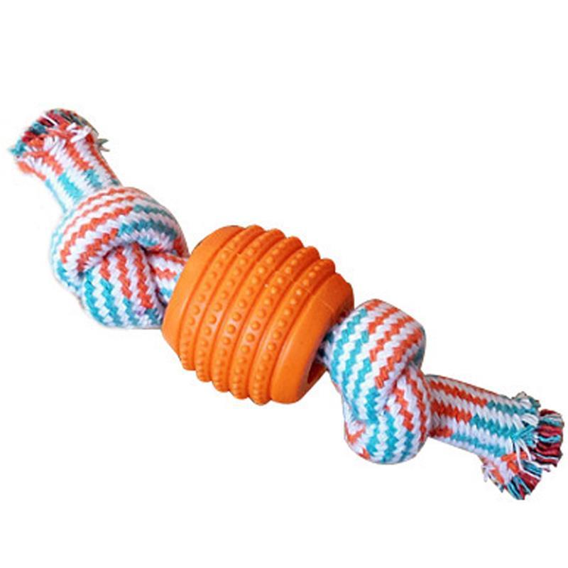 Pet Dog Toy Cotton Rope Double Knot Ball Bite Resistant Tooth Cleaning Toy Ball